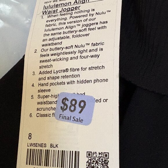 Lululemon Align Super High Rise Ribbed Waist Jogger Black Sz 8 NWT - Picture 5 of 9